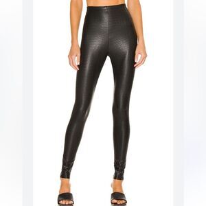 Commando Size L High Rise‎ Faux Leather Leggings Black Croc Slimming Shapewear